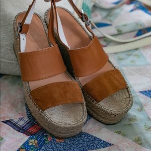 Edie Suede and Leather Camel Espadrille Sandals